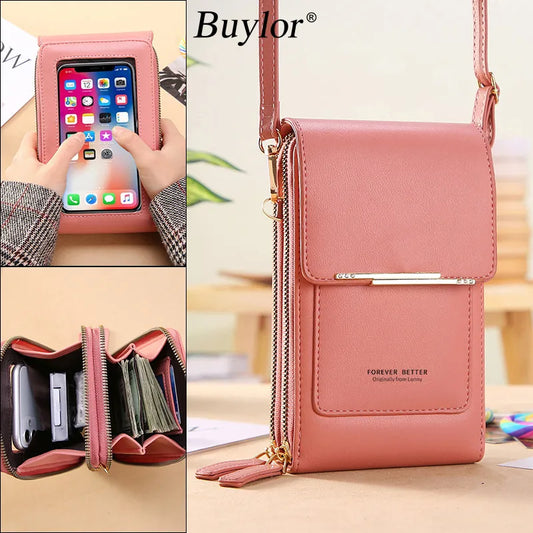 Soft Leather Wallet Touch Screen Cell Phone Purse