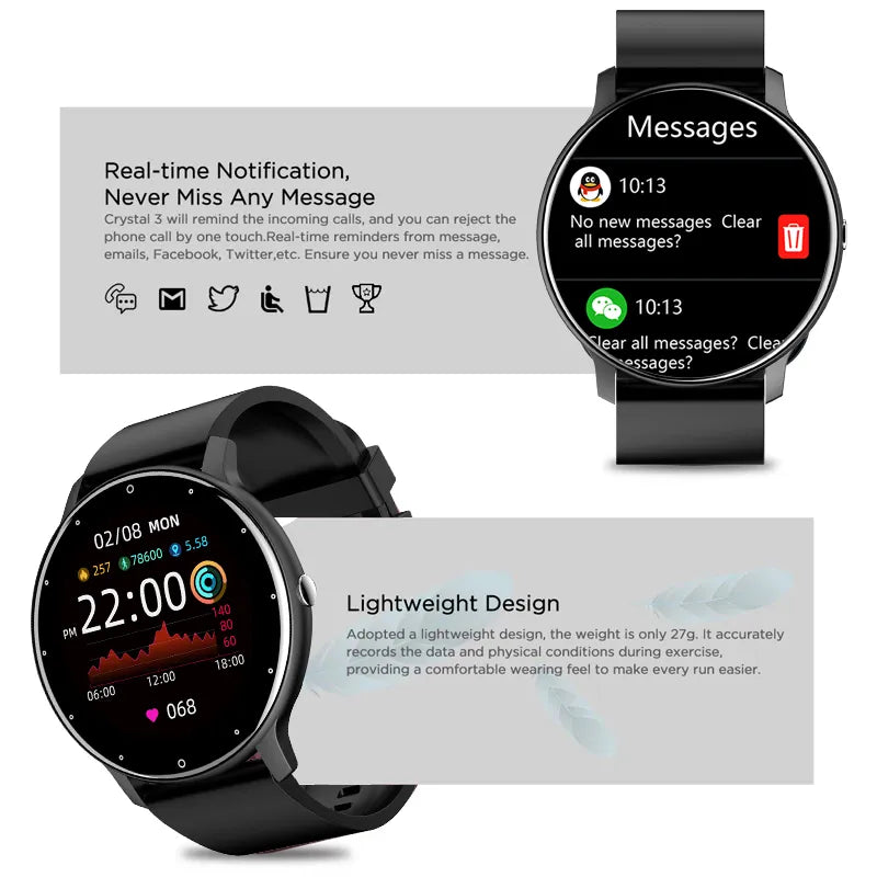 Men;s Full Touch Screen Sport Bluetooth Watch