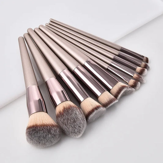 Chic Champagne Makeup Brush Set for Women