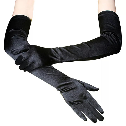 Long Satin Finger Flapper Gloves