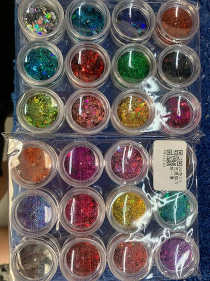 24 Colors Holographic Chunky Glitter