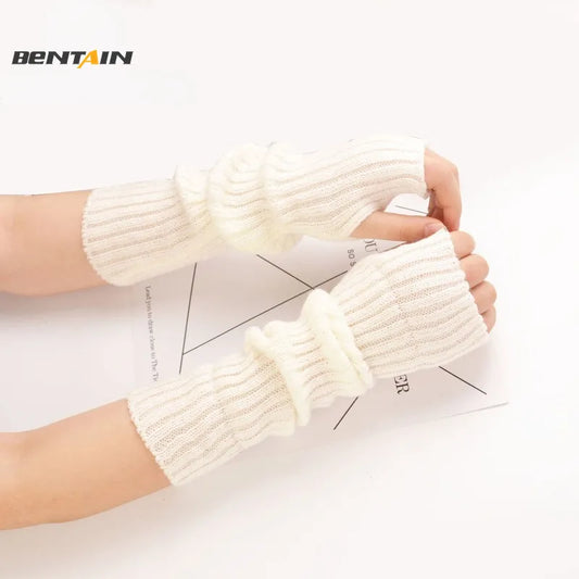 Long Fingerless Winter Gloves