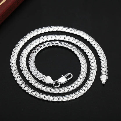 20-60cm 6mm Silver Necklace Chain For Woman Men Fashion Wedding Engagement Jewelry
