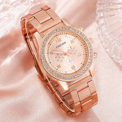 6PCS Set Women Rose Gold Luxury Quartz Watch