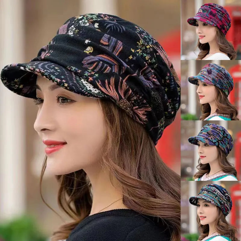 Women's Short Brim Floral Cap