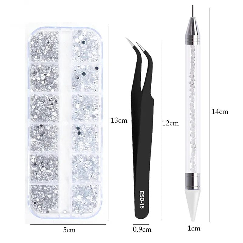 Nails Art Accessories Multi-Size Rhinestones 3D Crystal Nail Supplies