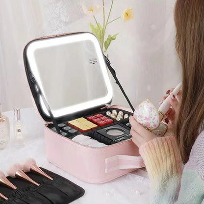 New LED Lighted Cosmetic Case with Mirror
