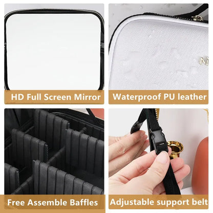 New LED Lighted Cosmetic Case with Mirror