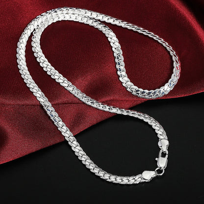 20-60cm 6mm Silver Necklace Chain For Woman Men Fashion Wedding Engagement Jewelry