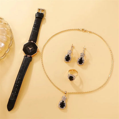 5pcs Luxury Rhinestone Women's Wristwatch Set