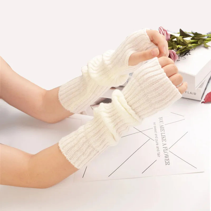 Long Fingerless Winter Gloves