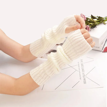 Long Fingerless Winter Gloves