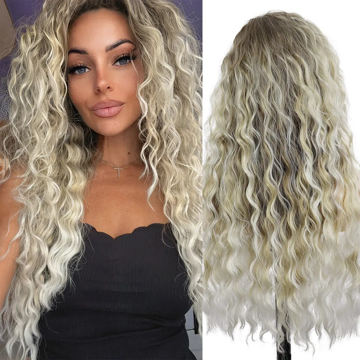 Synthetic Womens Long Curly Wig