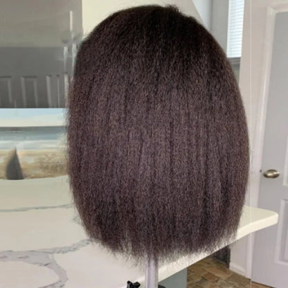 Glueless Kinky Straight Bob Human Hair Wigs