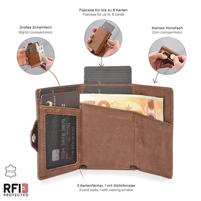 Vintage Crazy Horse Leather Men's Luxury Wallets RFID Protection