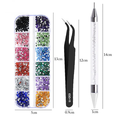 Nails Art Accessories Multi-Size Rhinestones 3D Crystal Nail Supplies