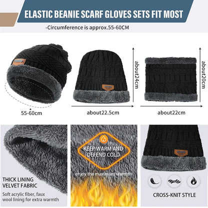 Winter Beanie Hat And Thick Wool Neck Scarf