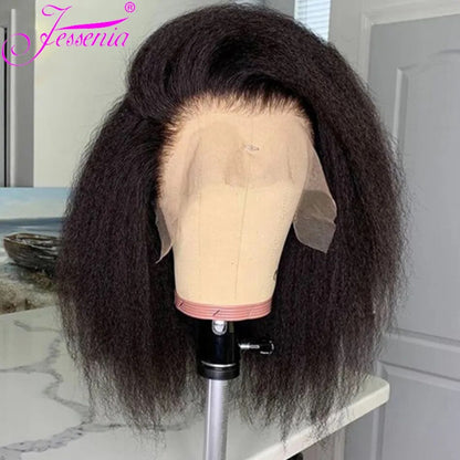 Glueless Kinky Straight Bob Human Hair Wigs