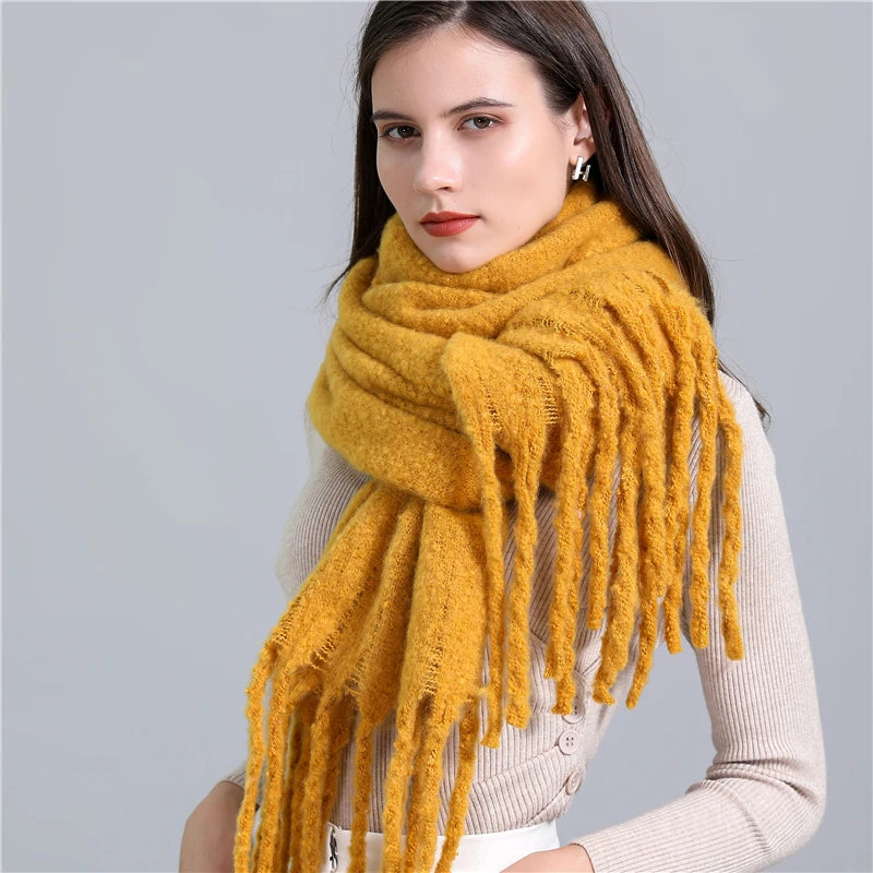 Winter Wraps Thick Soft Bufanda Big Tassels Shawl