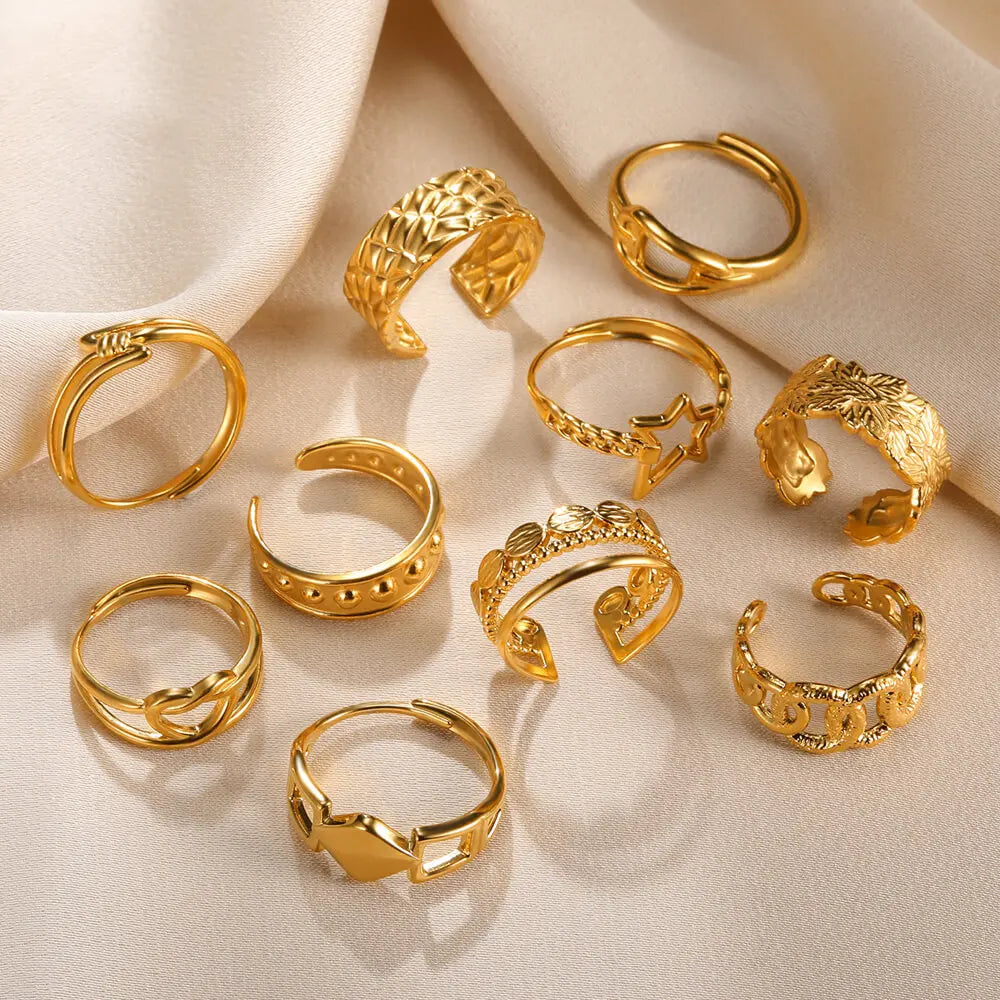 Stainless Steel Gold Color Wide Ring