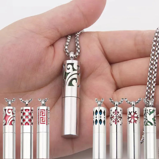 Long Strip Stainless Steel Aromatherapy Necklace