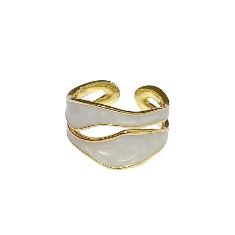 Retro Gold Color Double Oil Drip Open Rings for Women
