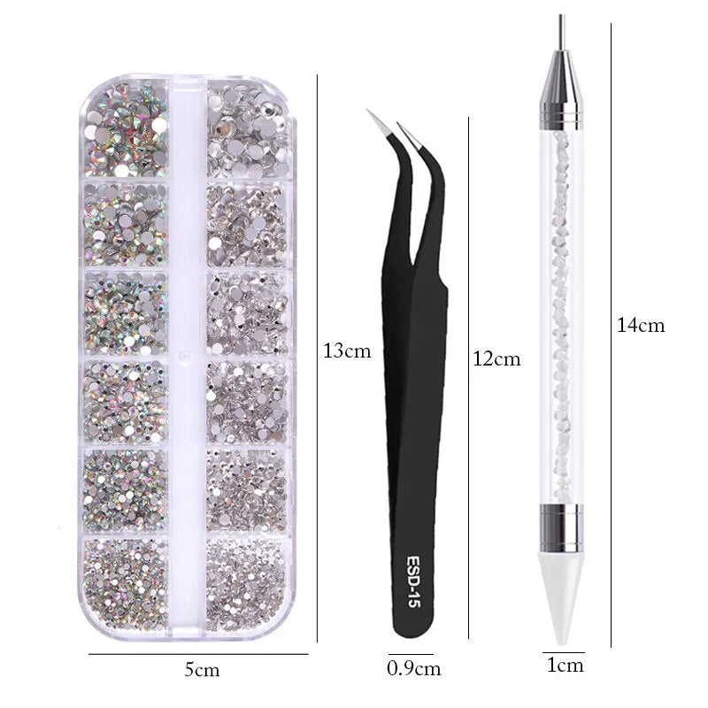 Nails Art Accessories Multi-Size Rhinestones 3D Crystal Nail Supplies