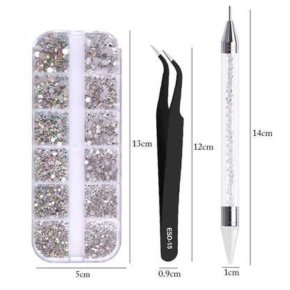 Nails Art Accessories Multi-Size Rhinestones 3D Crystal Nail Supplies