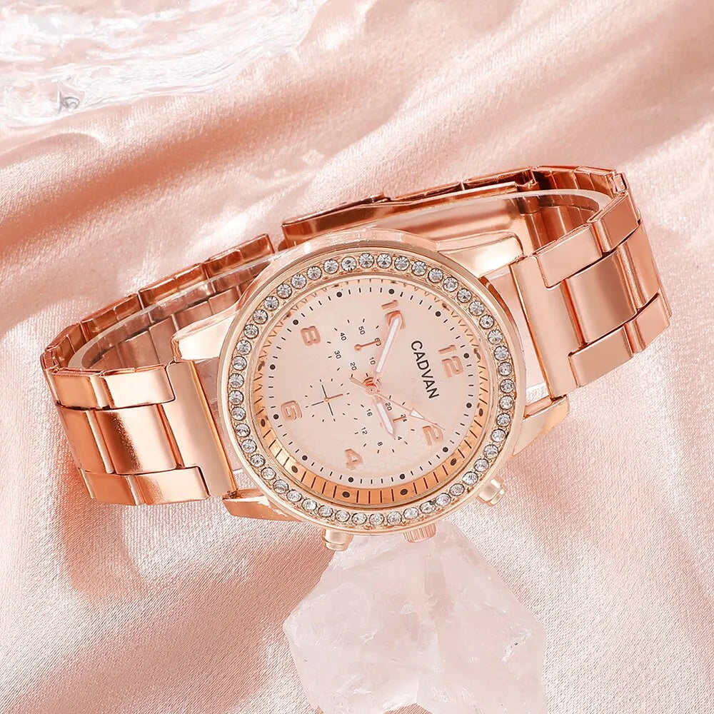 6PCS Set Women Rose Gold Luxury Quartz Watch