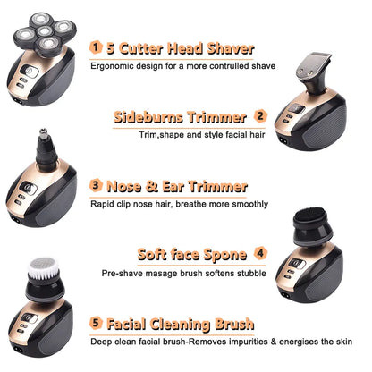 5-in-1 Rechargeable Men's Electric Shaver Set