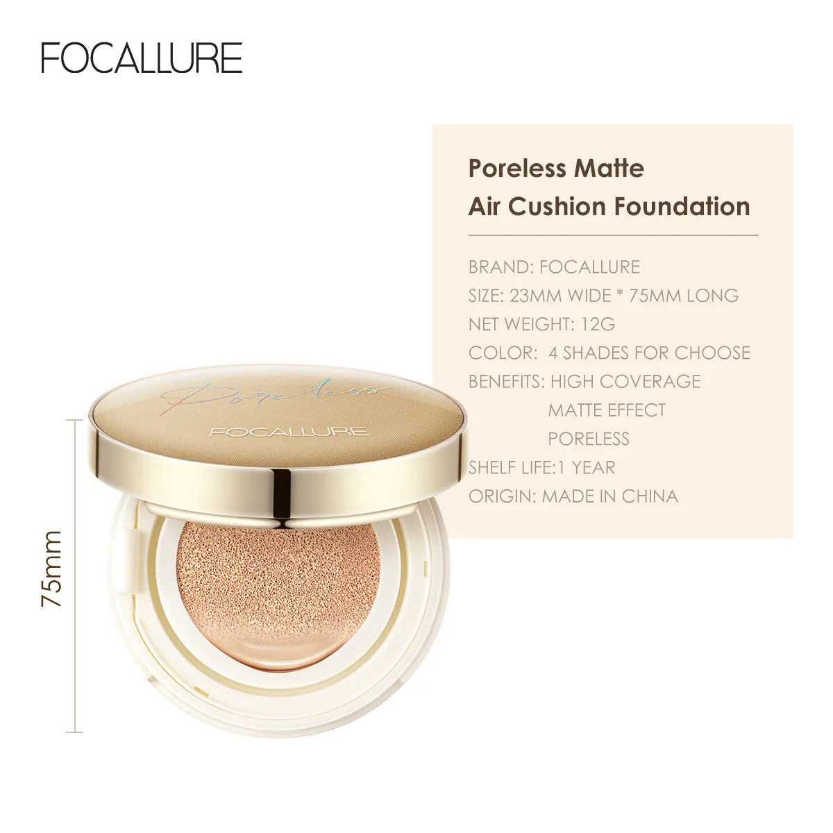 Focallure Waterproof Matte Air Cushion BB&CC Cream