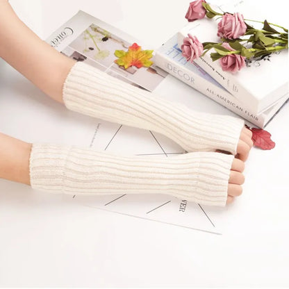 Long Fingerless Winter Gloves