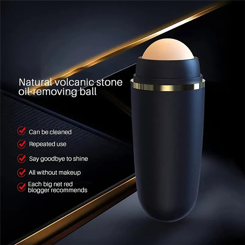 2 in1 Oil Absorbing Roller Natural Volcanic Stone Face Massage Body Stick