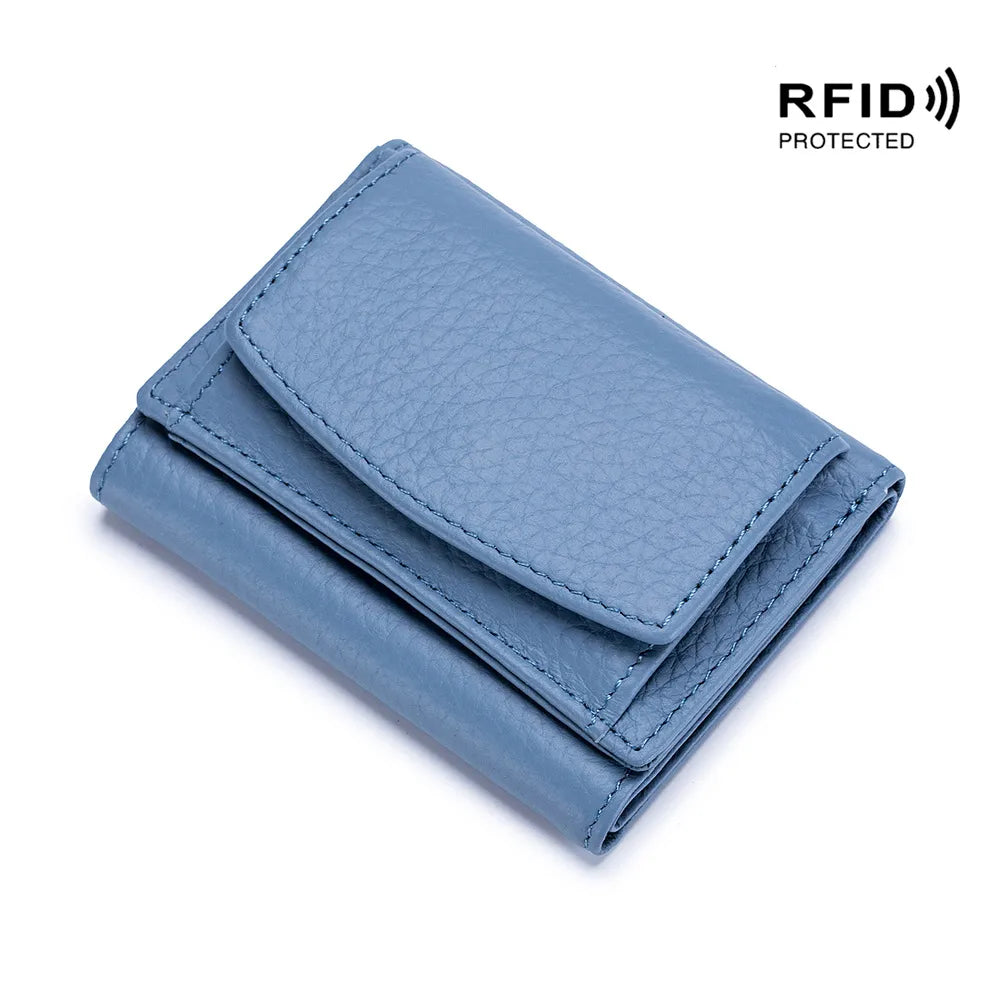 New Women Genuine Leather Wallets RFID Card Holder