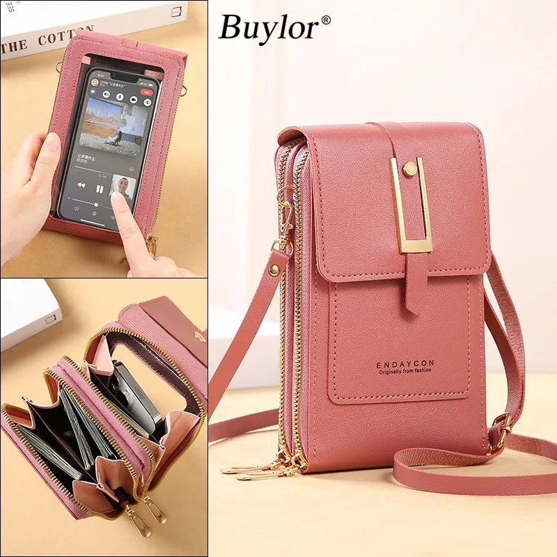 Buylor Soft Leather Women's Touch Screen Mobile Bags
