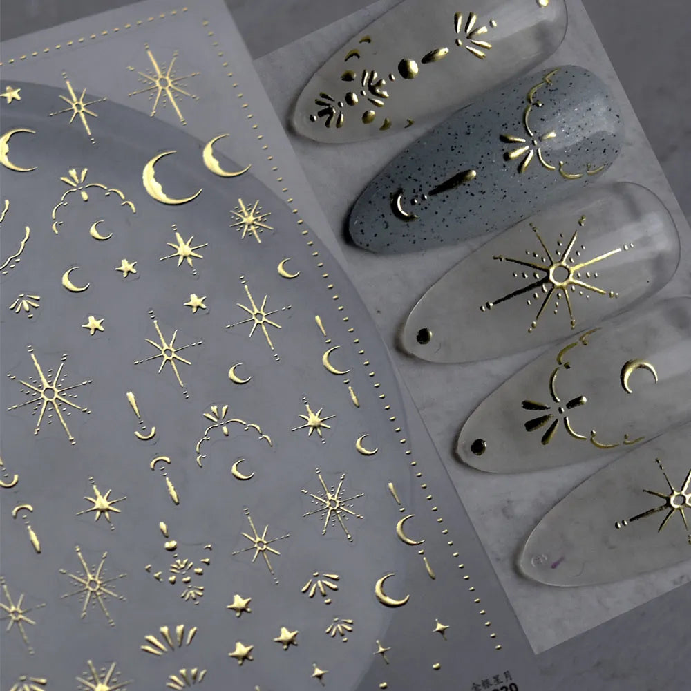 3D Gold Nail Art Sticker