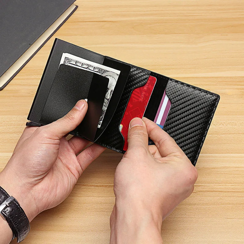 Carbon Fiber RFID Card Holder Wallets Men RFID