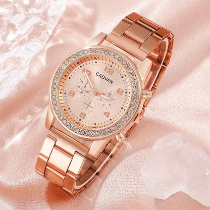 6PCS Set Women Rose Gold Luxury Quartz Watch