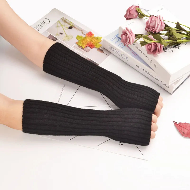 Long Fingerless Winter Gloves