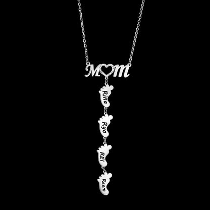New Personalized Engrave Family Mom Zircon Heart Names Necklace